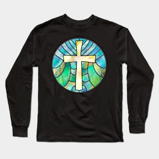 Stained Glass Cross Long Sleeve T-Shirt